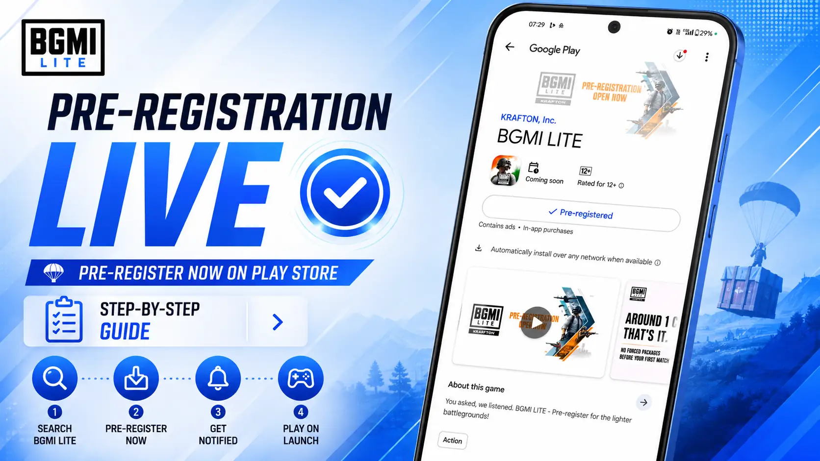 BGMI Lite pre-registration live on Google Play — confirmed details and rewards August 25 2026